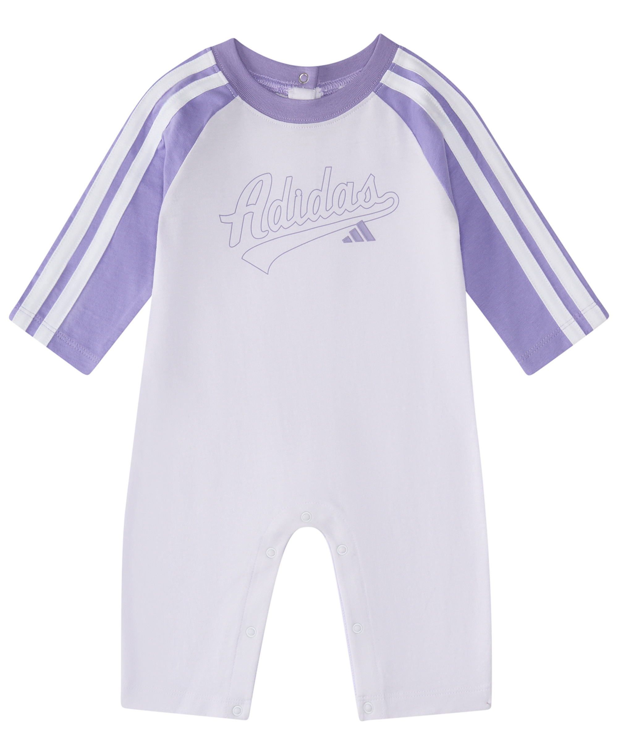 adidas Baby Girls' Striped Raglan-Sleeve Coverall - Pastel Purple