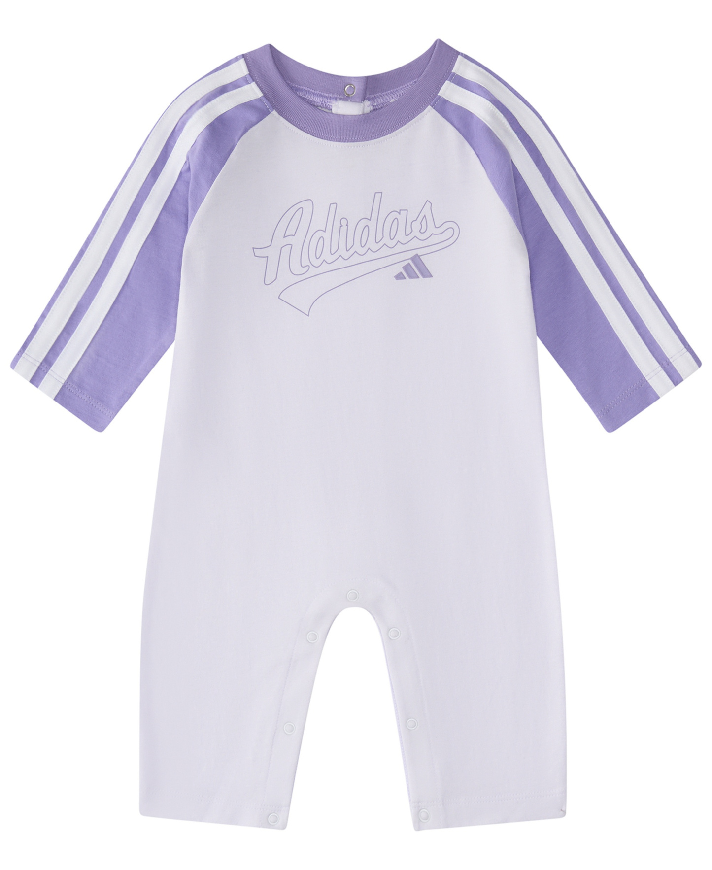 adidas Baby Girls' Striped Raglan-Sleeve Coverall - Pastel Purple