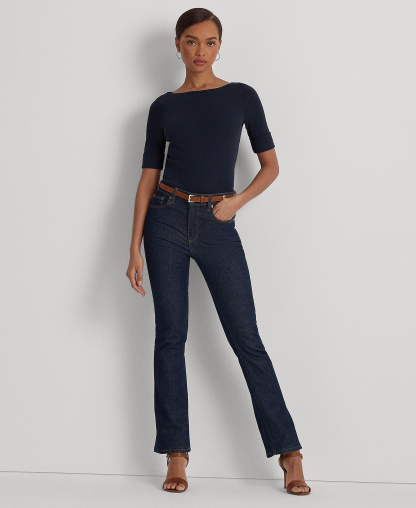 Lauren Ralph Lauren Stretch Boatneck Top - Lauren Navy