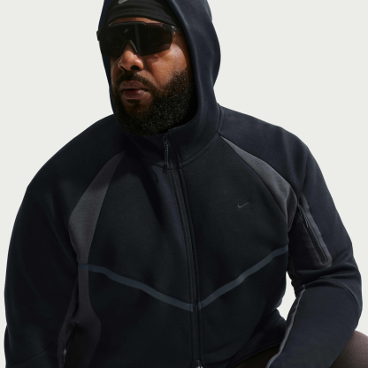 Nike Tech Men's Colour-Block Full-Zip Fleece Windrunner Jacket - Black/Anthracite/Black