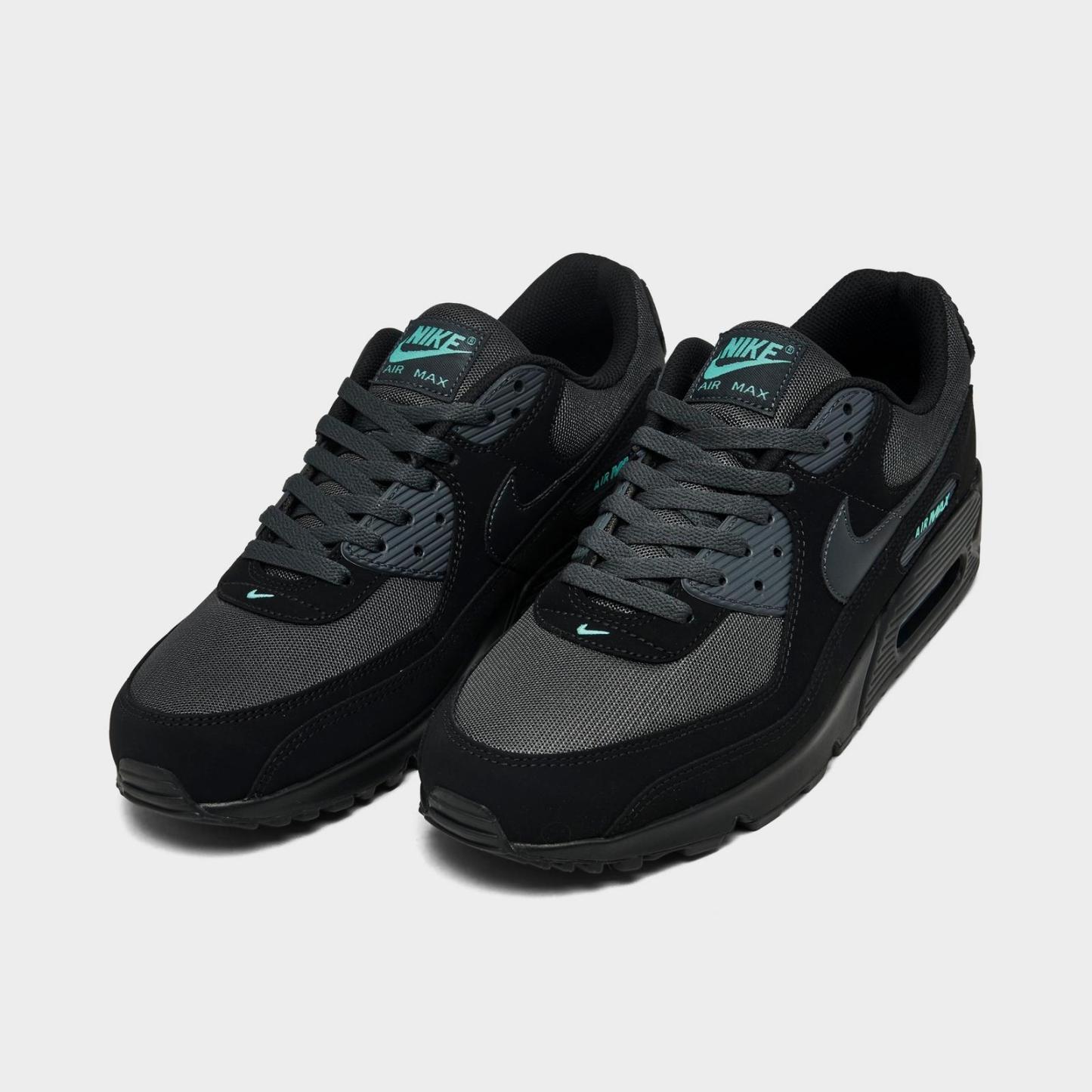 Men's Nike Air Max 90 Casual Shoes - Black/Anthracite/Aurora Green