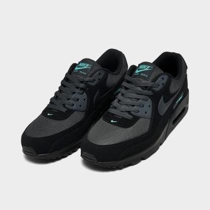 Men's Nike Air Max 90 Casual Shoes - Black/Anthracite/Aurora Green