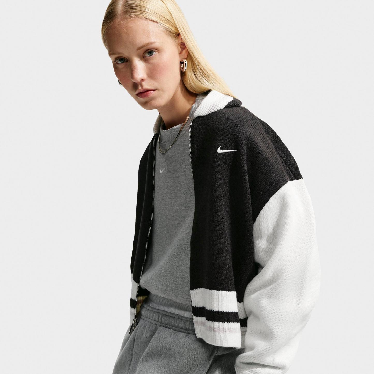 Women's Nithtke Studio Fleece Medium Weight Oversized Cropped Crewneck Sweatshirt - Dark Grey Heather/Sail