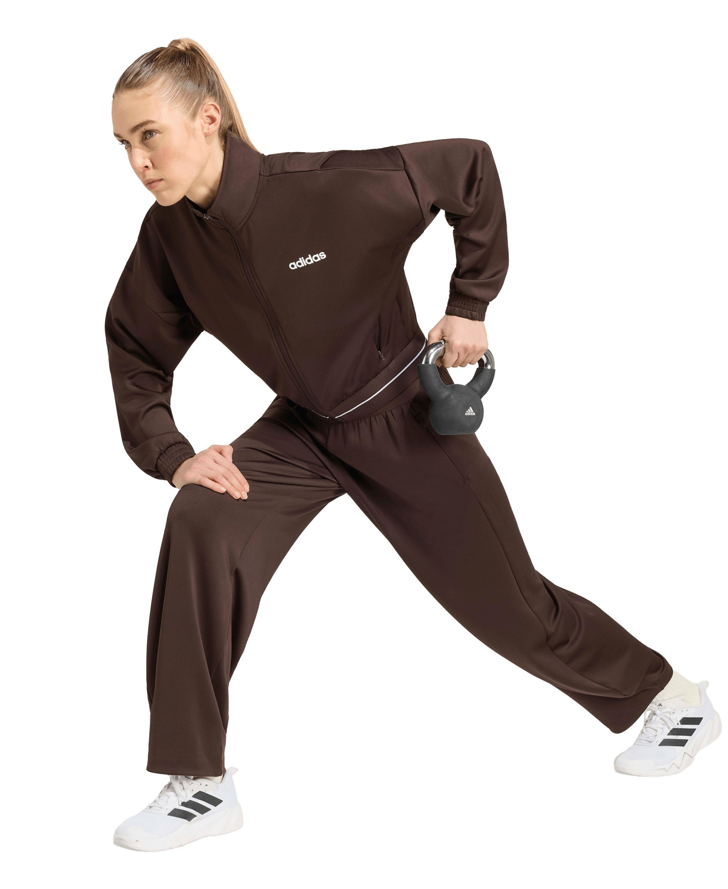 adidas Women's Hyperglam Track Cropped Training Track Jacket - Aurora Coffee
