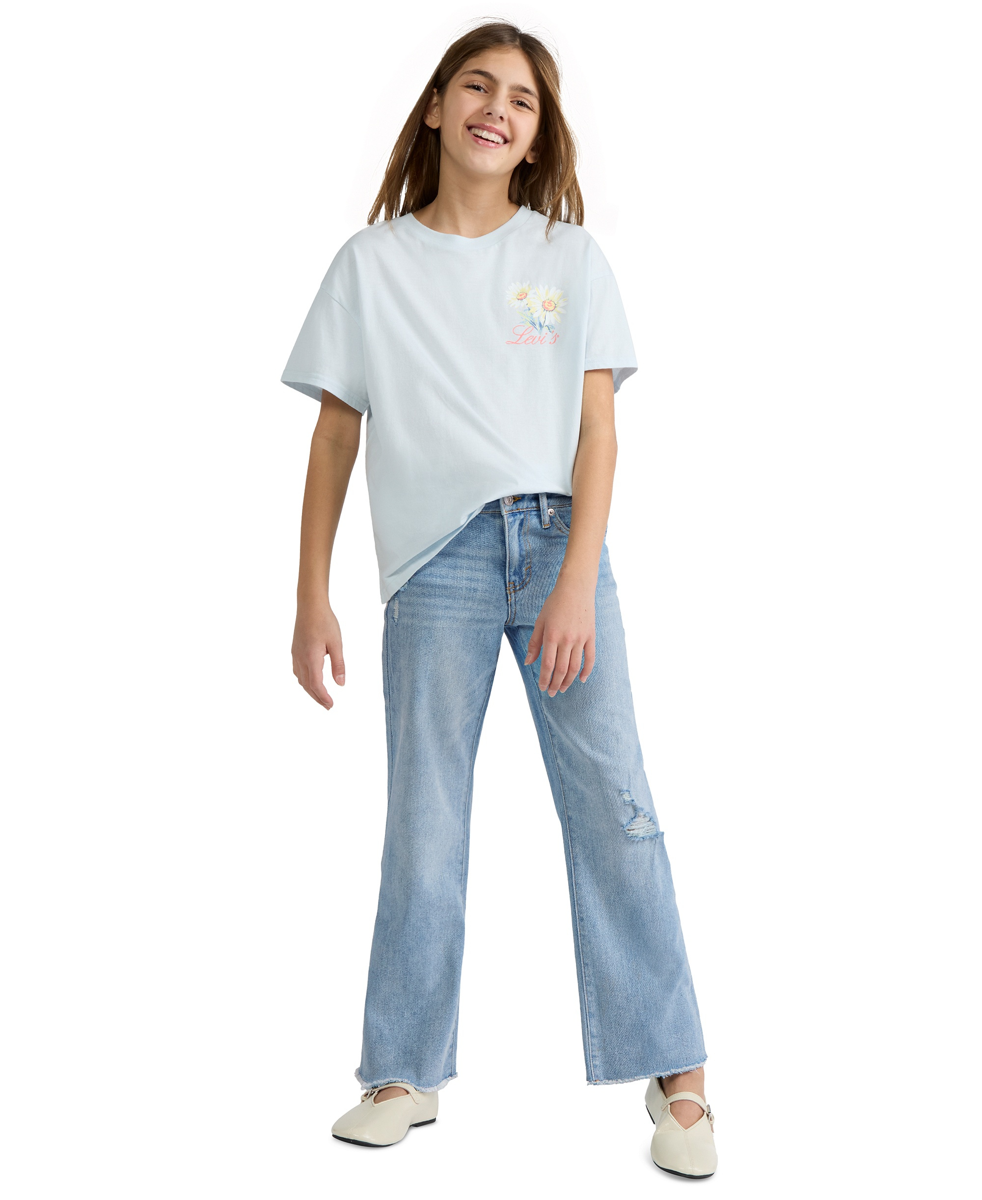 Levi's Girls' 7-16 Vintage-Like Mid-Rise Wide Leg Jeans - Bauhaus Blues
