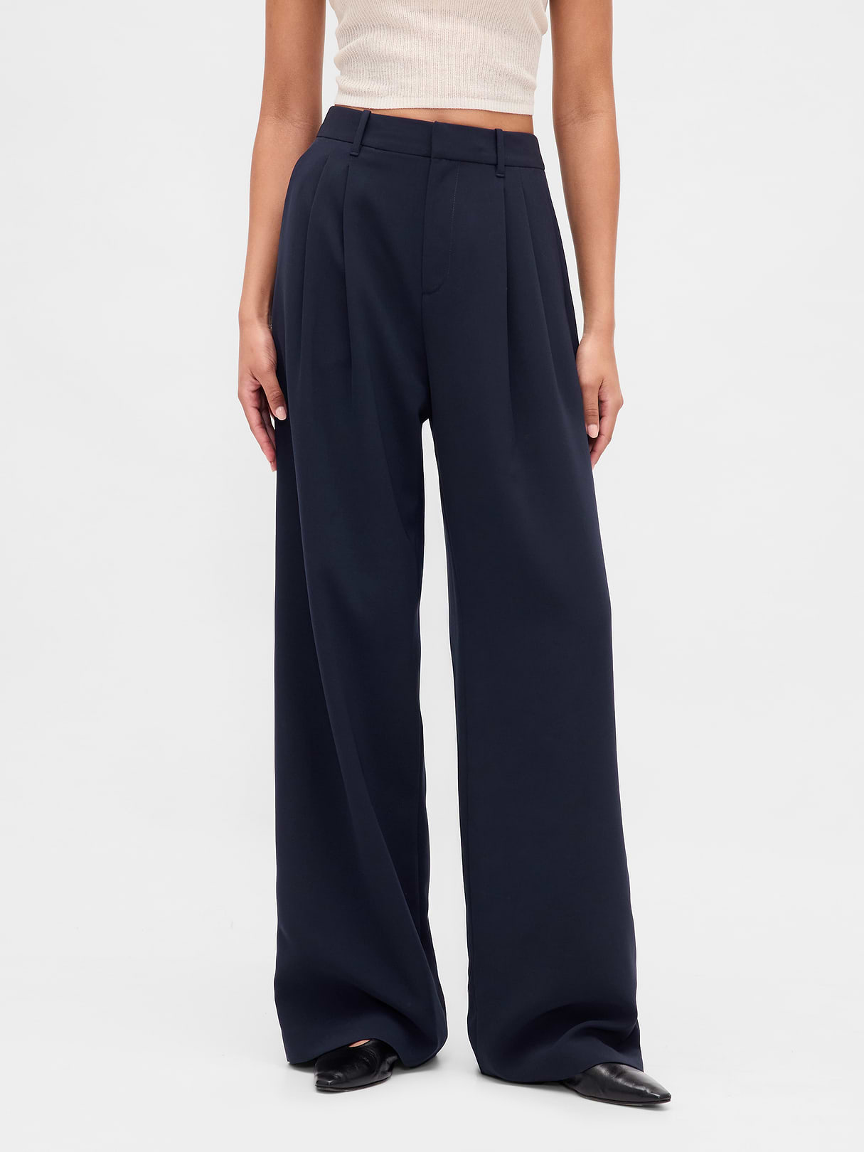 365 High Rise Pleated Trousers - New classic navy blue