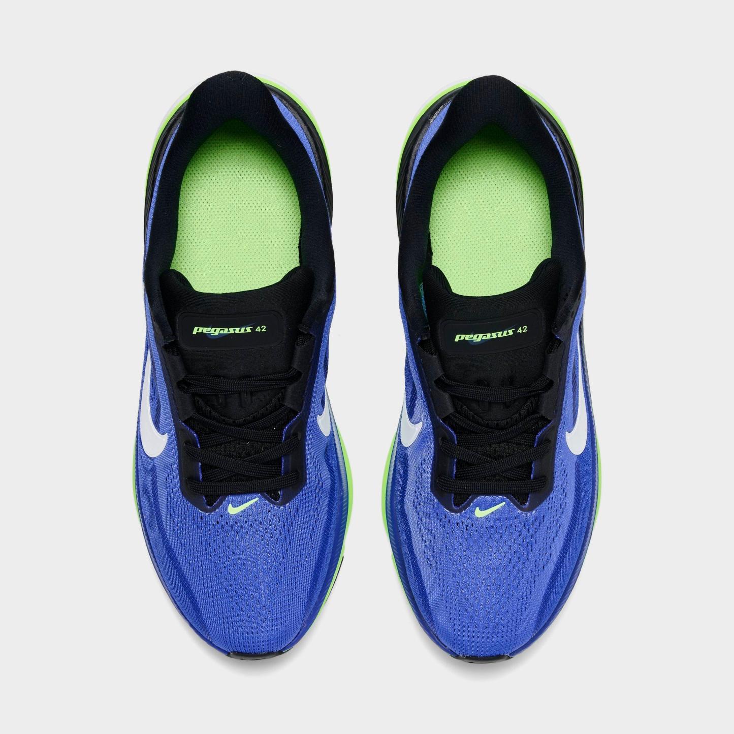 Big Kids' Nithtke Pegasus 42 Running Shoes - Sapphire/Lapis/Lime Blast/Black - Top view