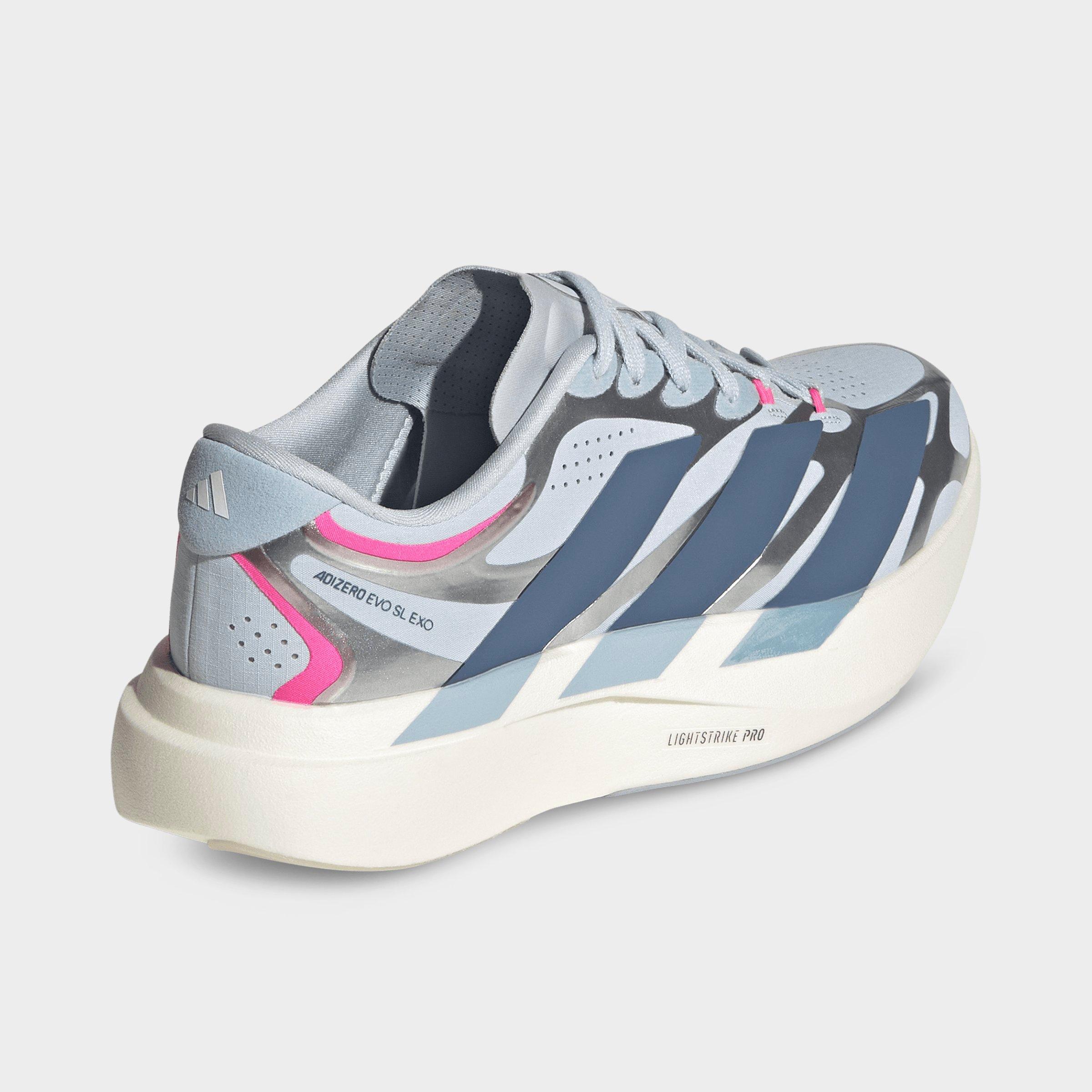 Women's adidas Adizero EVO SL Exo Running Shoes - Part 1 - Halo Blue/Preloved Ink/Silver Metallic - Back view