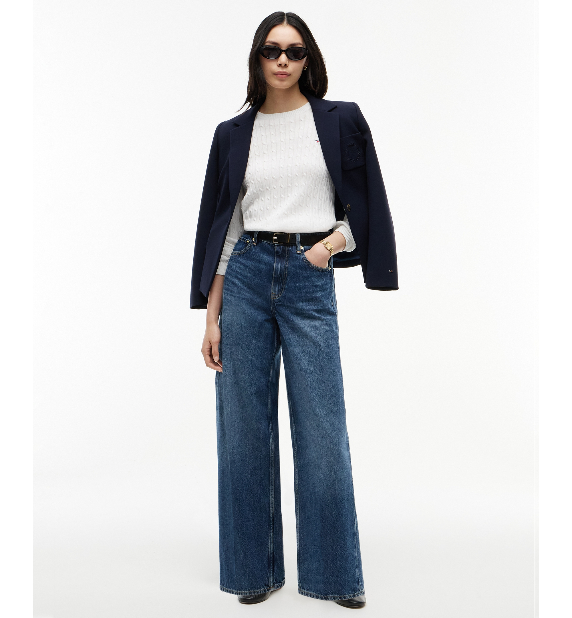 Tommy Hilfiger Women's Indie High-Rise Wide-Leg Jeans - Vin