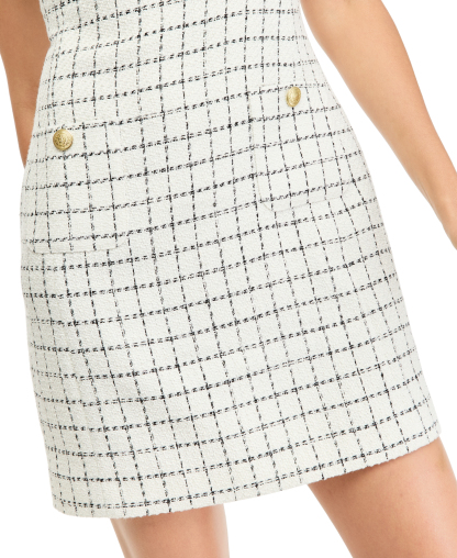 Tommy Hilfiger Women's Festive Bouclé Mini Dress - Ecru / Black Sequin Check