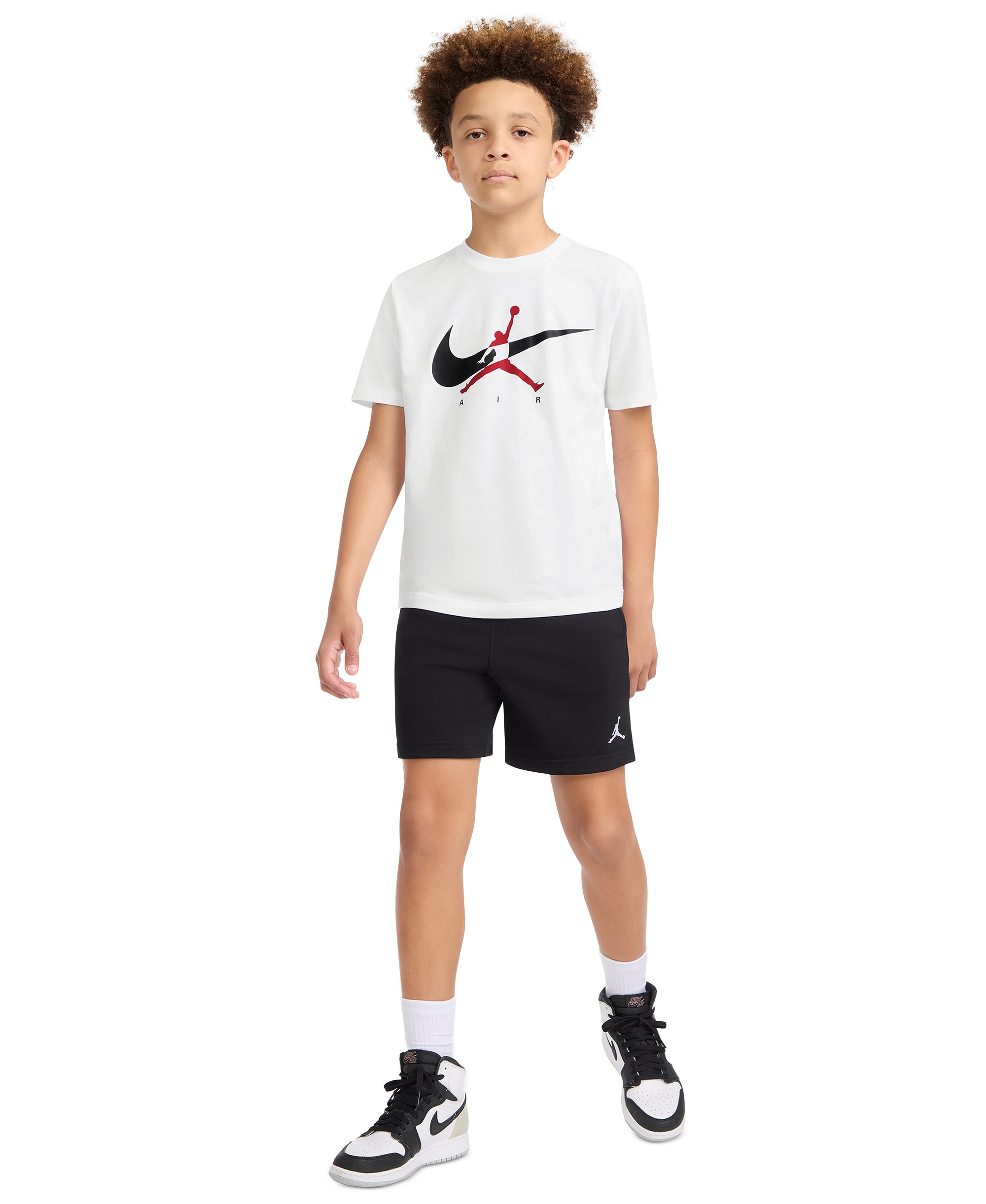 Jordan Boys' 8-20 Jumpman Swoosh Logo Crewneck T-Shirt - White