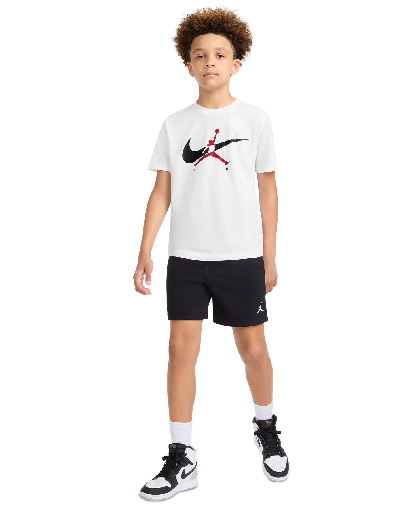 Jordan Boys' 8-20 Jumpman Swoosh Logo Crewneck T-Shirt - White