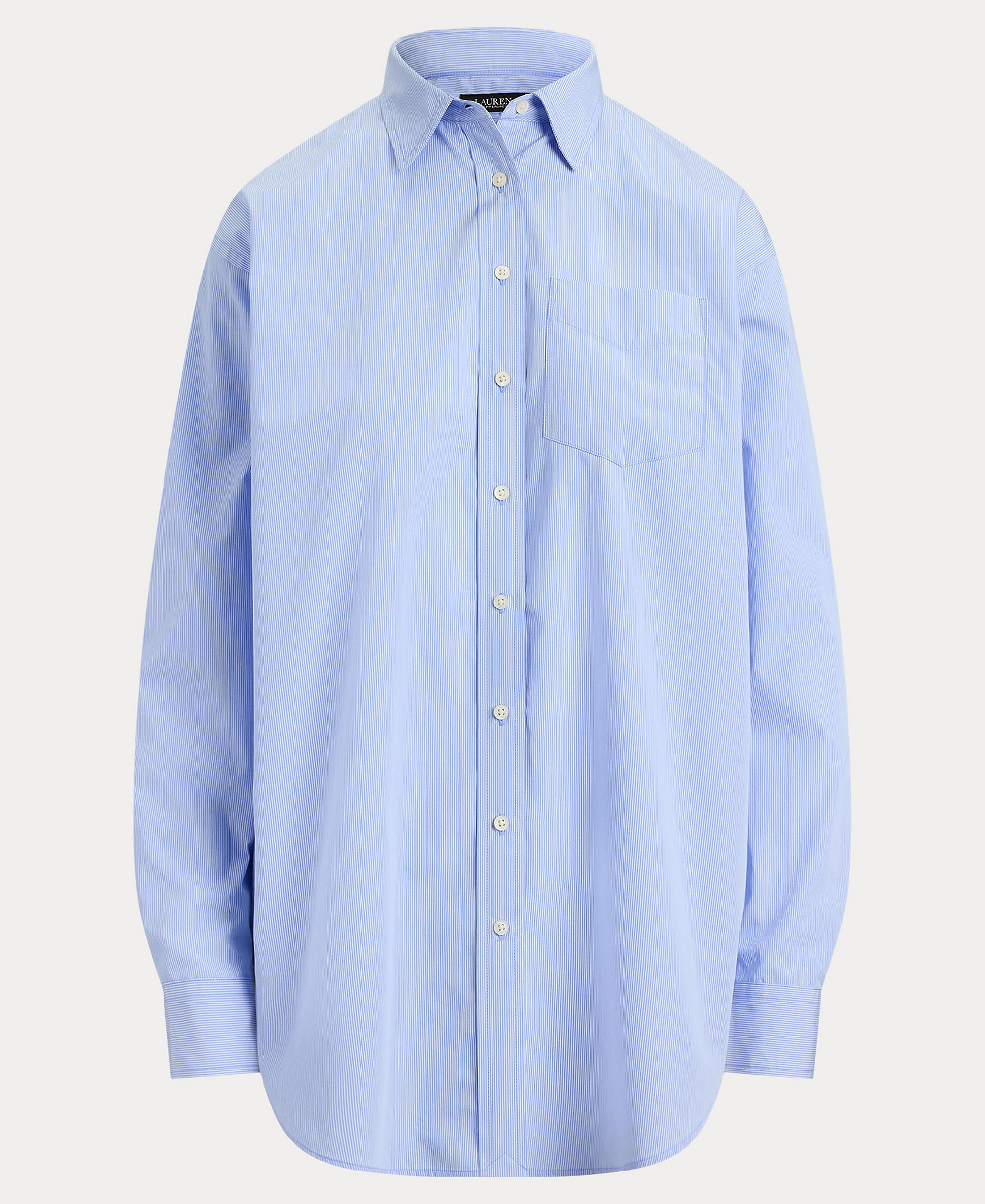 Lauren Ralph Lauren Women's Point Collar Striped Broadcloth Shirt - Blue/white