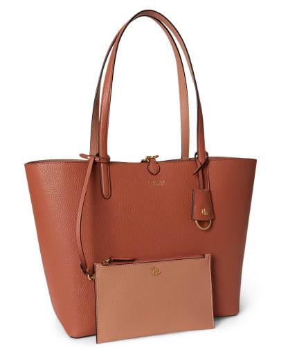Lauren Ralph Lauren Faux-Leather Reversible Extra Large Tote Handbag - Red Terracotta/Pink Sienna