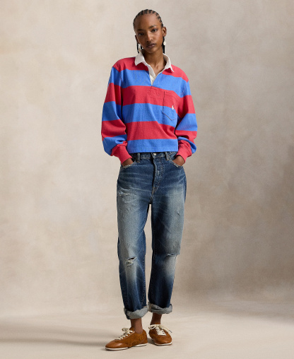 Polo Ralph Lauren Women's Wide Stripe Rugby Shirt - Red/Blue