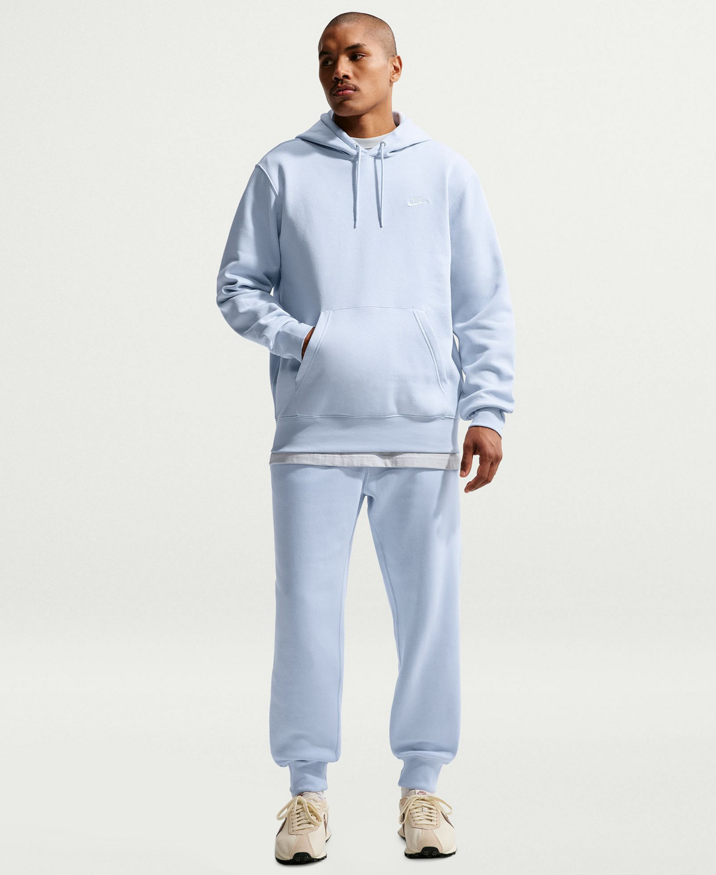Nike Men's Club Pullover Fleece Hoodie Logo - Hydrogen Blue/White