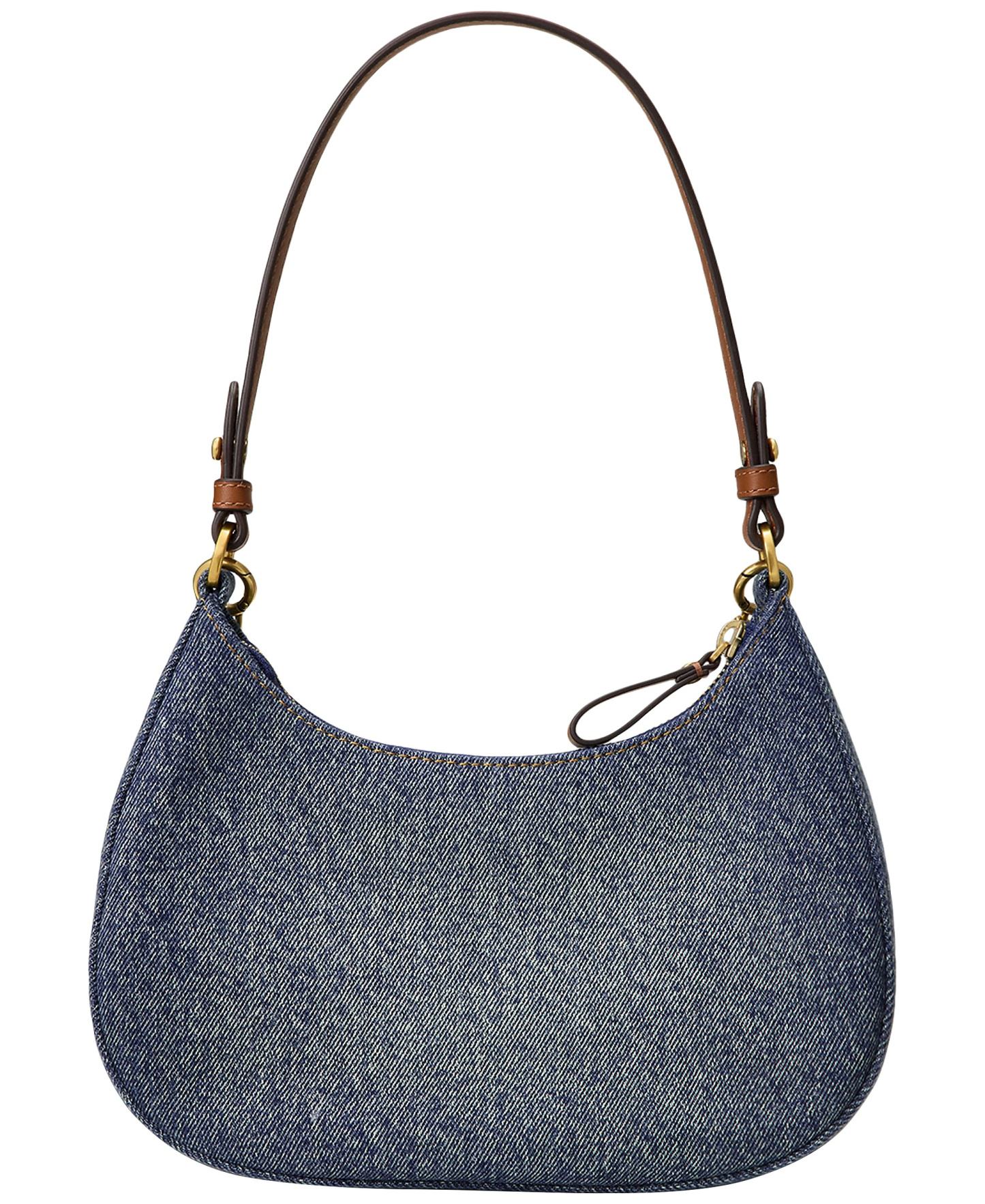 Lauren Ralph Lauren Marcy Medium Denim Zip Shoulder Bag - Oxford Blue/Lauren Tan