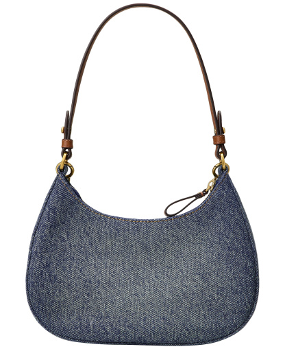 Lauren Ralph Lauren Marcy Medium Denim Zip Shoulder Bag - Oxford Blue/Lauren Tan