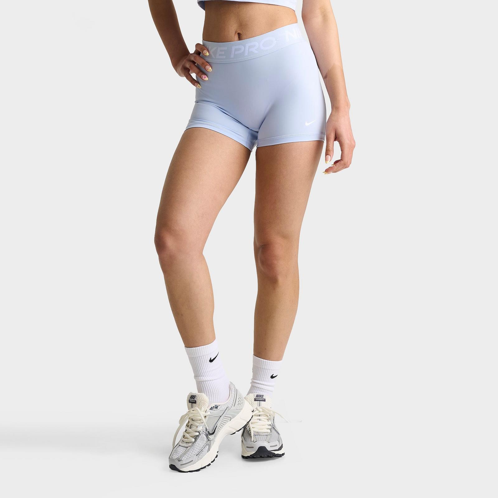 Women's Nike Pro Mid-Rise 3" Biker Shorts - Hydrogen Blue/White