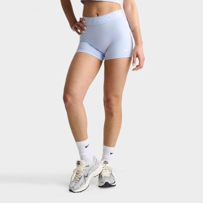 Women's Nike Pro Mid-Rise 3" Biker Shorts - Hydrogen Blue/White
