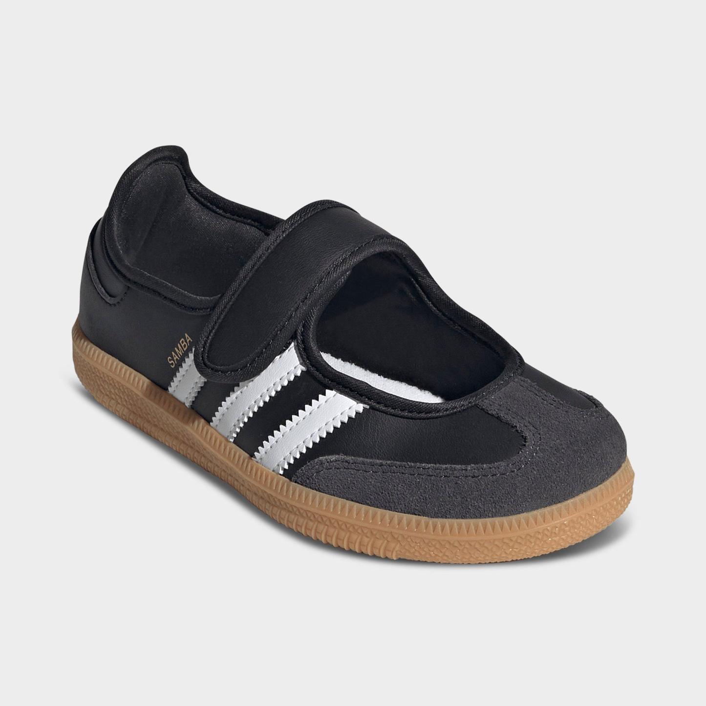Girls' Little Kids' adidas Originals Samba Jane Casual Shoes - Core Black/Cloud White/Gum - Both shoes facing left