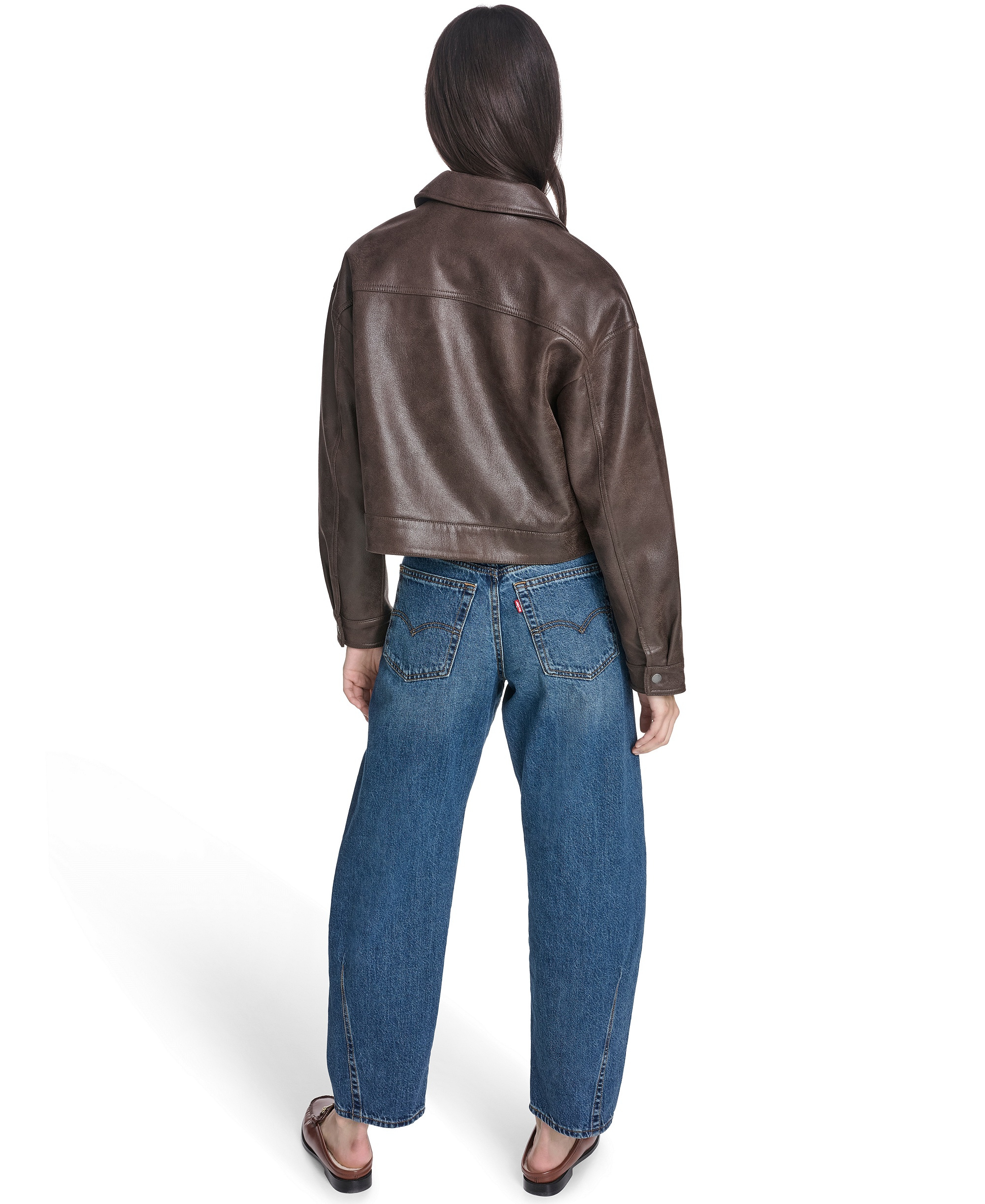 Levi's Women's Faux Suede Relaxed-Fit Zip-Front Jacket - Dark Brown