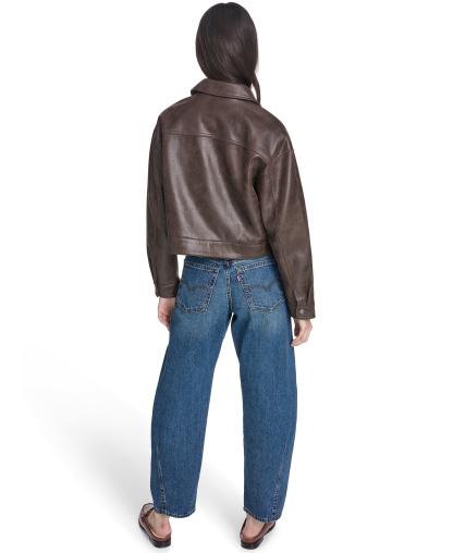 Levi's Women's Faux Suede Relaxed-Fit Zip-Front Jacket - Dark Brown