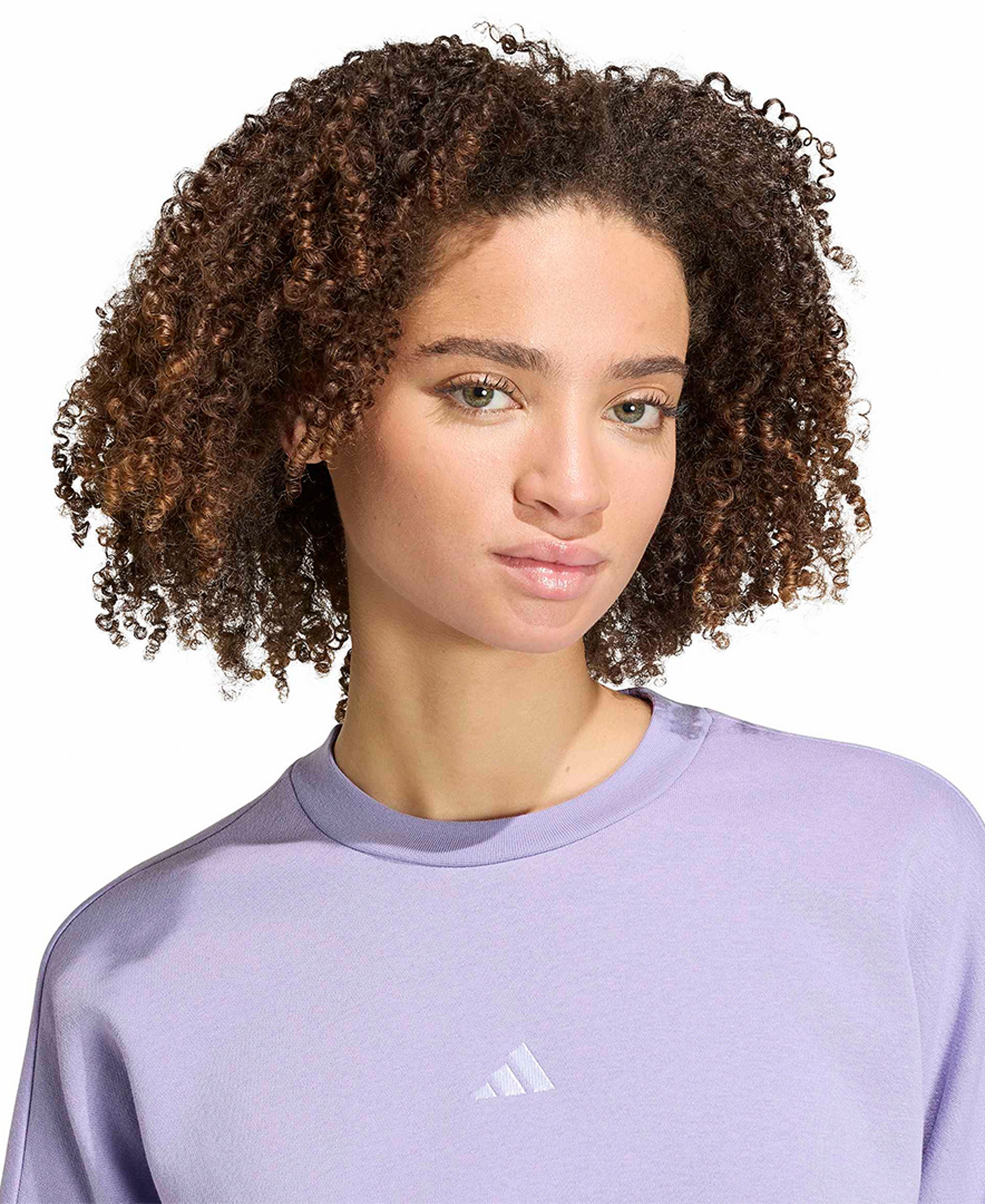 adidas Women's Essentials Crewneck Small-Logo Sweatshirt - Magic Lilac/white