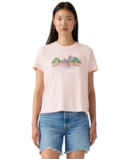 Levi's Premium Women's Graphic Favorite Print Short-Sleeve T-Shirt - Miami Crystal Pink