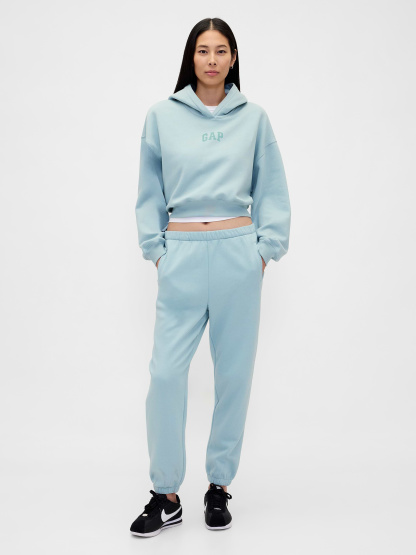 VintageSoft Crop Logo Hoodie - Light autumn blue