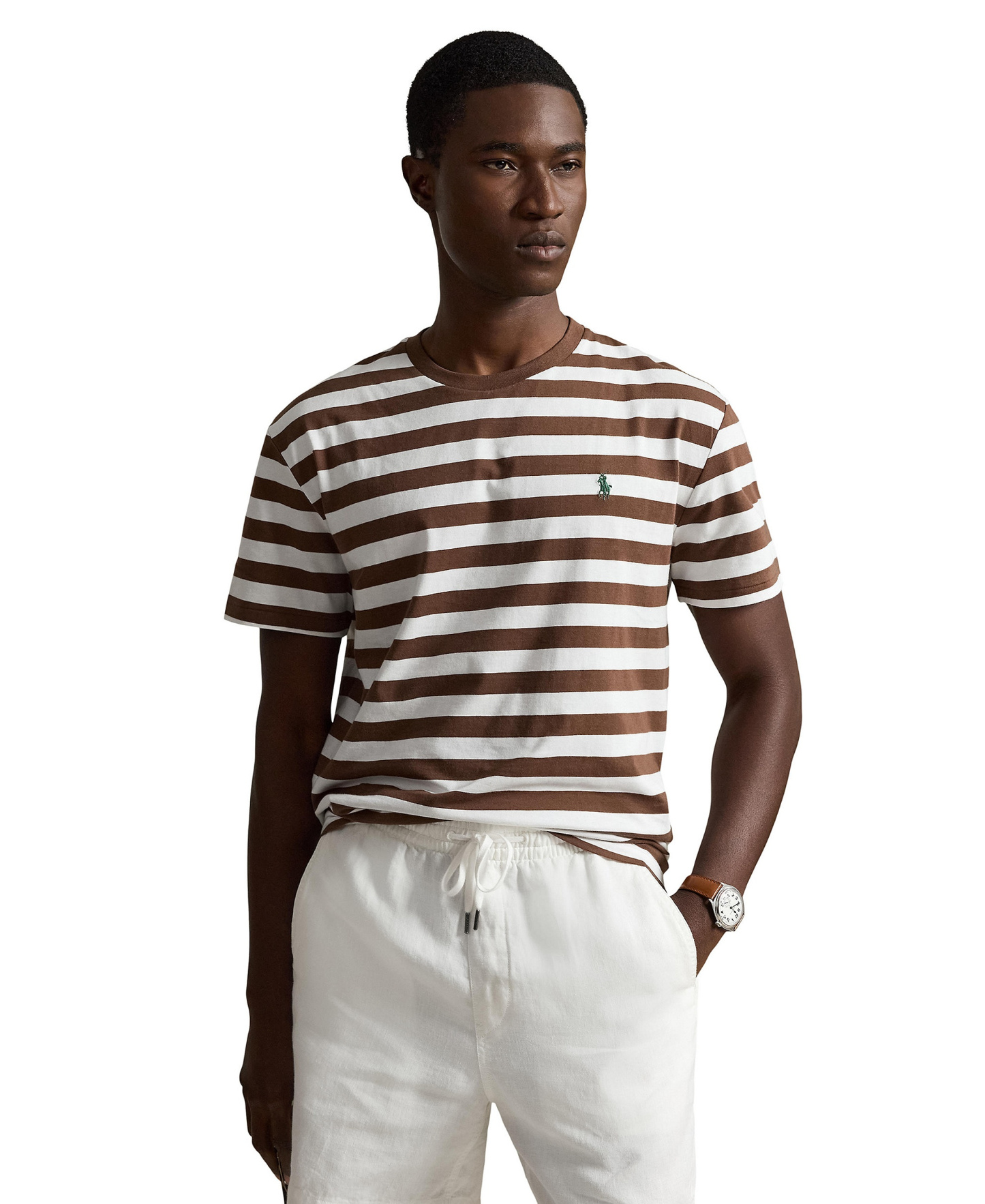 Polo Ralph Lauren Men's Classic-Fit Stripe T-Shirt - Chocolate Brown/White