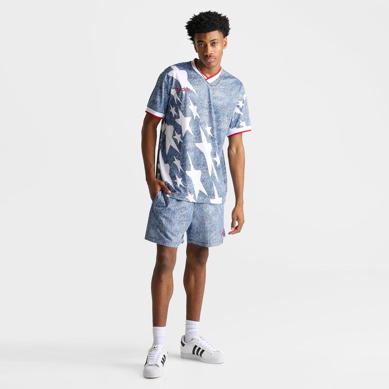 Men's adidas Denim Graphic Soccer Jersey - White/Dark Blue - view 2