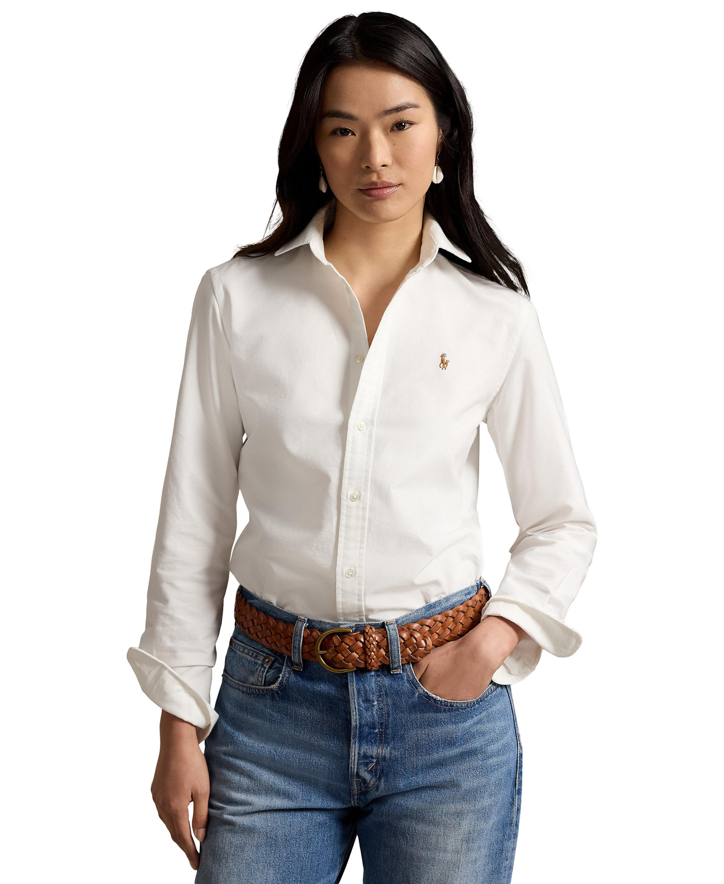 Polo Ralph Lauren Women's Slim-Fit Oxford Shirt - White