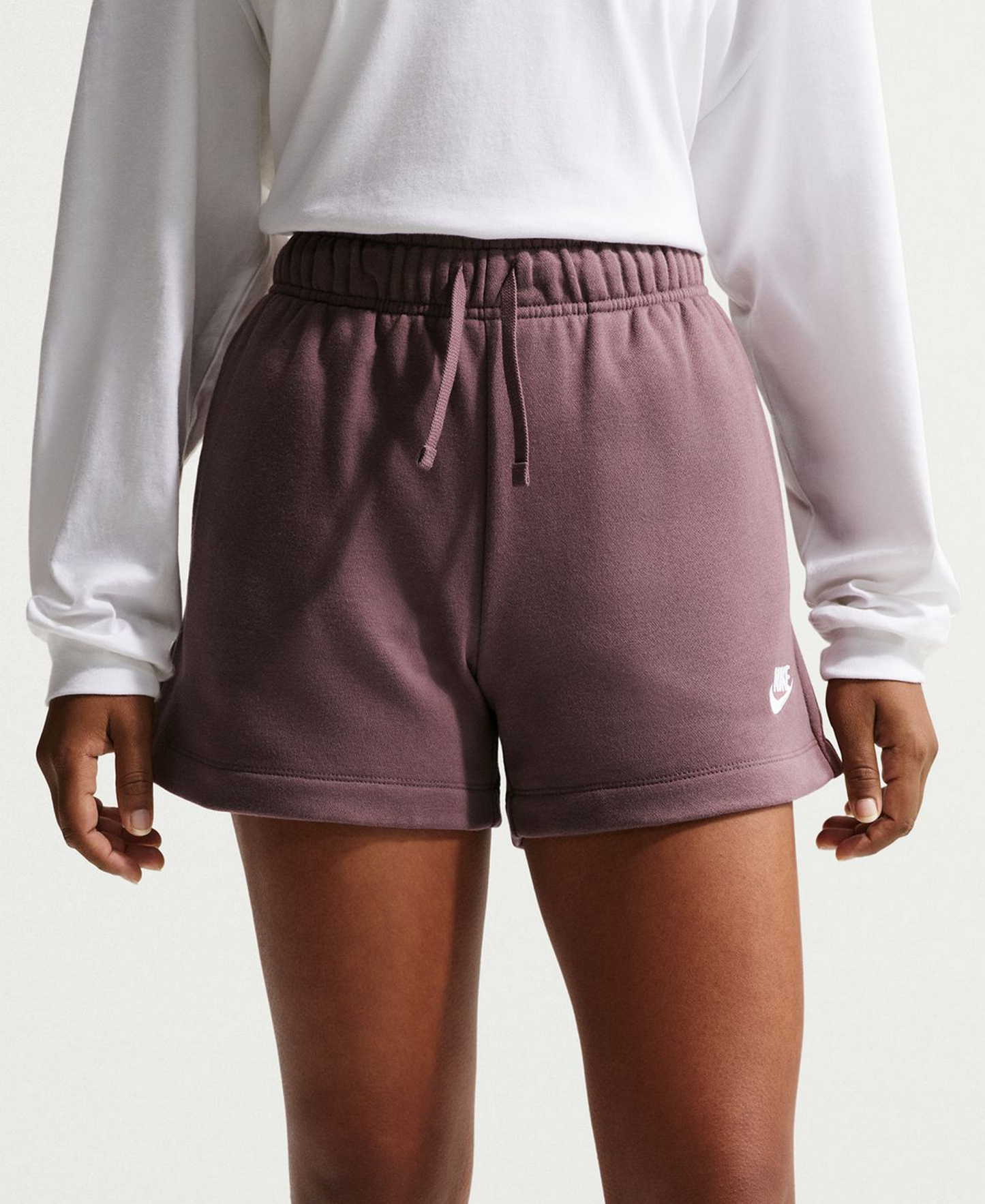 Nike Women's Sportswear Club Fleece Mid-Rise Shorts - Tattoo/White