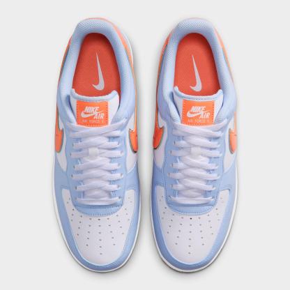 Men's Nithtke Air Force 1 '07 Casual Shoes - Part 1 - Hydrogen Blue/White/Orange Frost/Metallic Silver - Top view