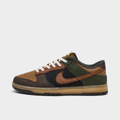 Nithtke Dunk Low Retro Premium SE Corduroy Casual Shoes (Men's Sizing) - Light British Tan/Cargo Khaki/Baroque Brown/Cinnamon - Left shoe facing left. Outside of the shoe.