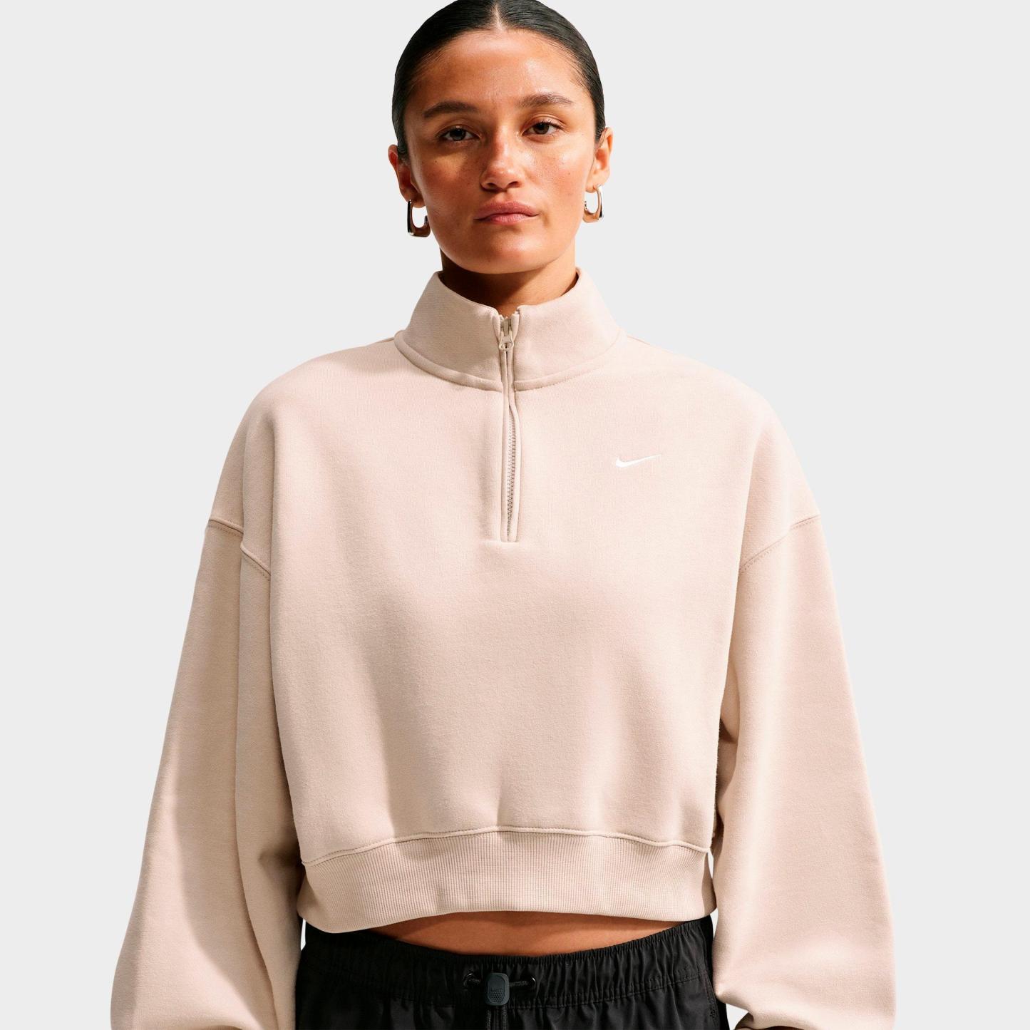 Women's Nithtke Studio Fleece Medium-Weight Oversized Cropped Quarter-Zip Jacket - Cream II/Sail