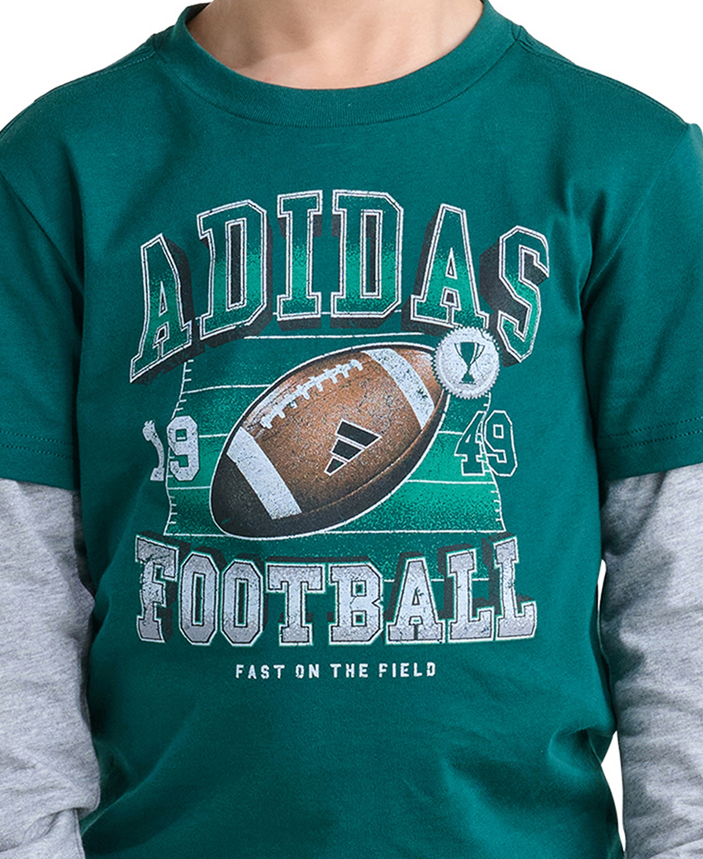 adidas Boys' 2T-7 Cotton Layered Long-Sleeve T-Shirt and Pants, 2-Piece Set - Collegiate Green/Black