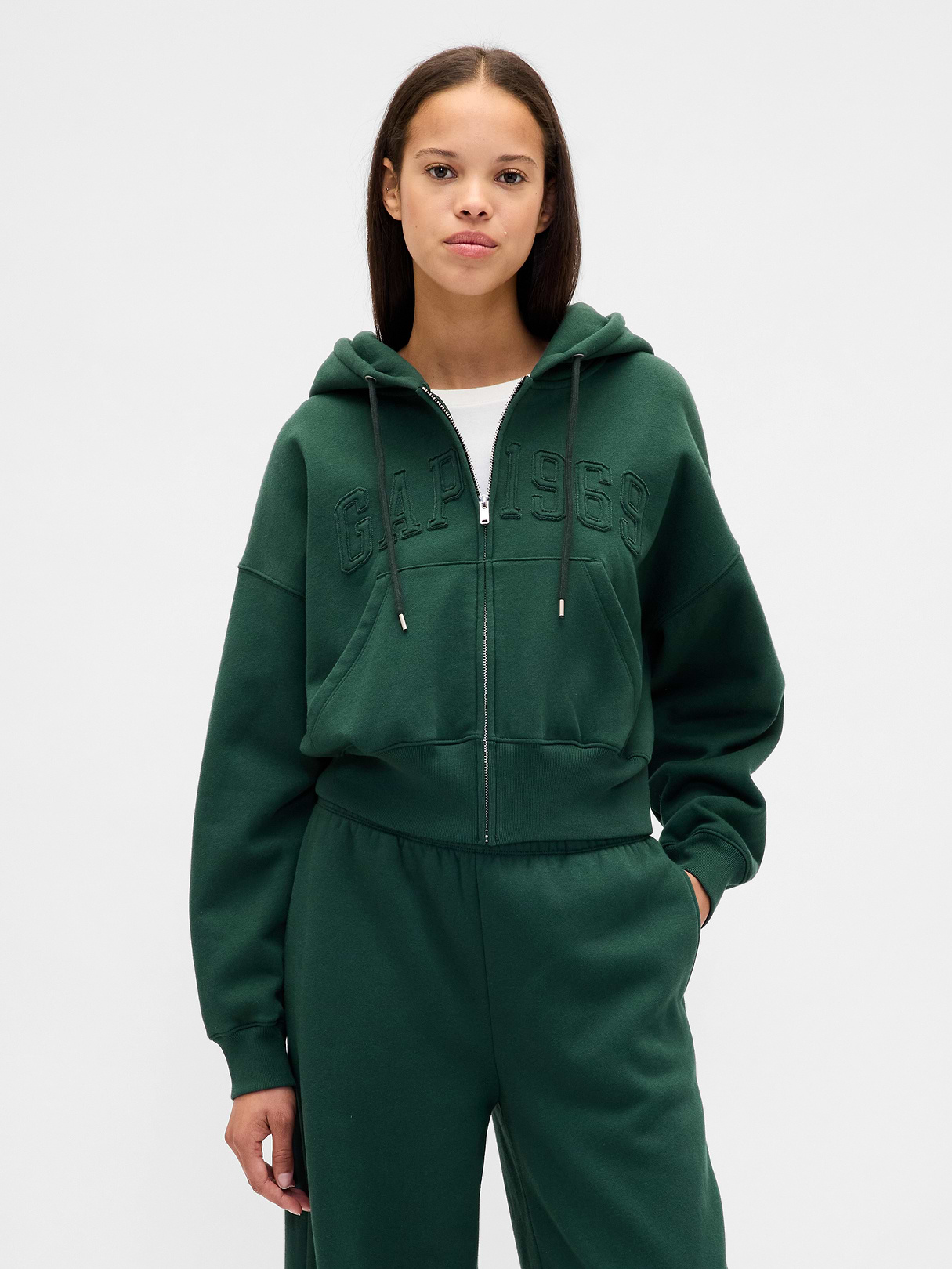 VintageSoft Wedge Zip Hoodie - Deep hunter green
