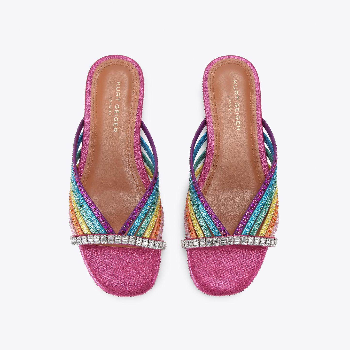 Kurt Geiger London Crystal Strap Flat Mule - Multi Colored - view 3