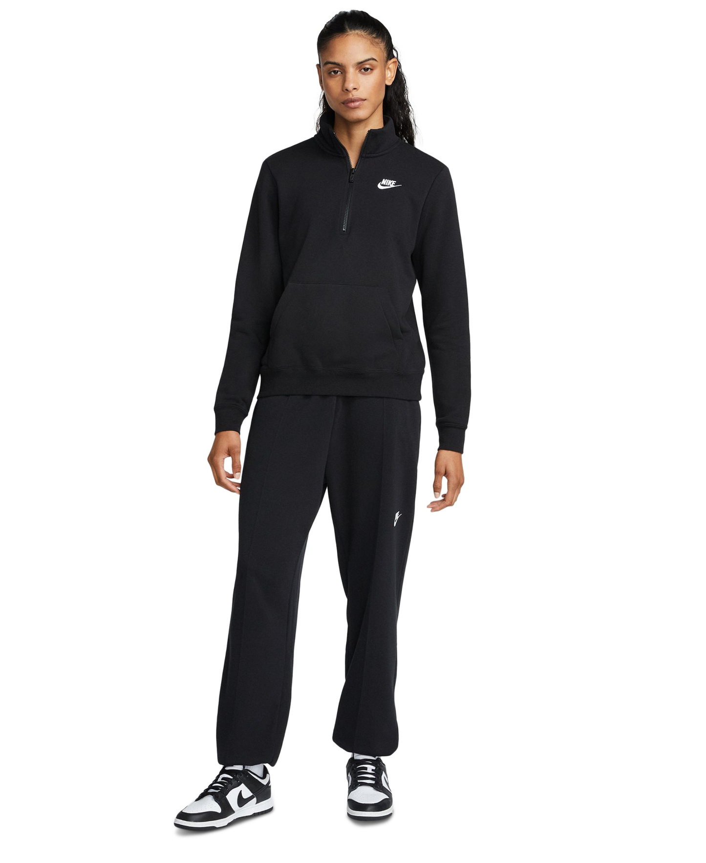 Nike Women's Sportswear Club Fleece 1/2-Zip Sweatshirt - Black/White