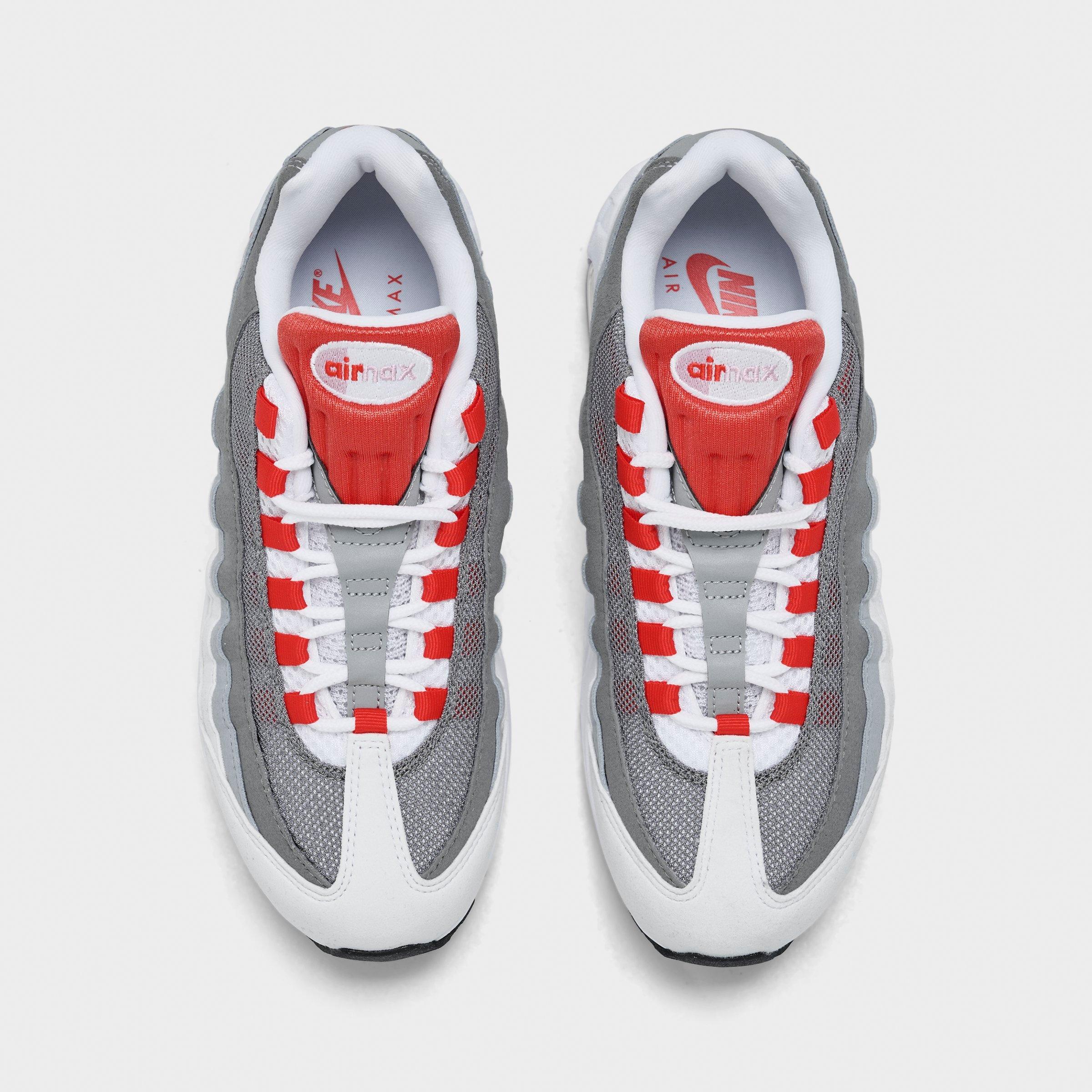 Women's Nithtke Air Max 95 Big Bubble Casual Shoes - Part 1 - White/Pink Rise/Wolf Grey/Light Crimson - Top view