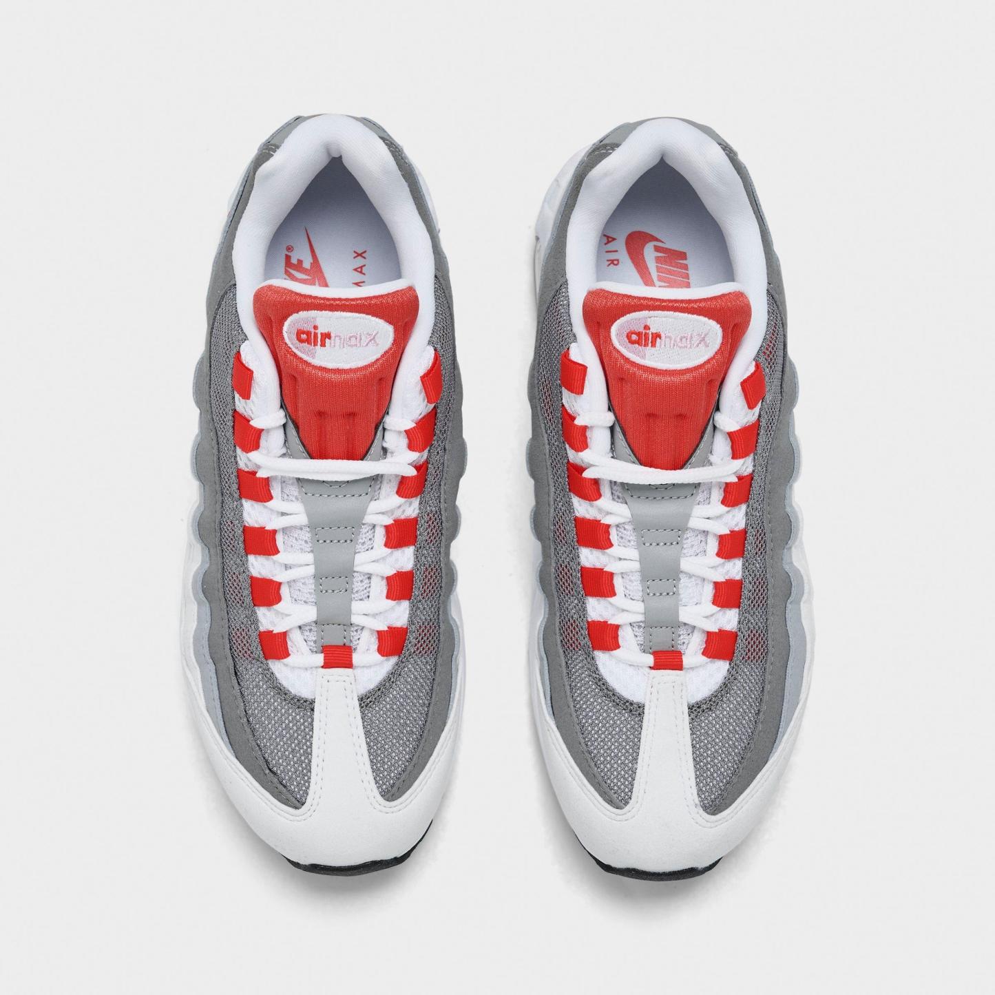 Women's Nithtke Air Max 95 Big Bubble Casual Shoes - Part 1 - White/Pink Rise/Wolf Grey/Light Crimson - Top view