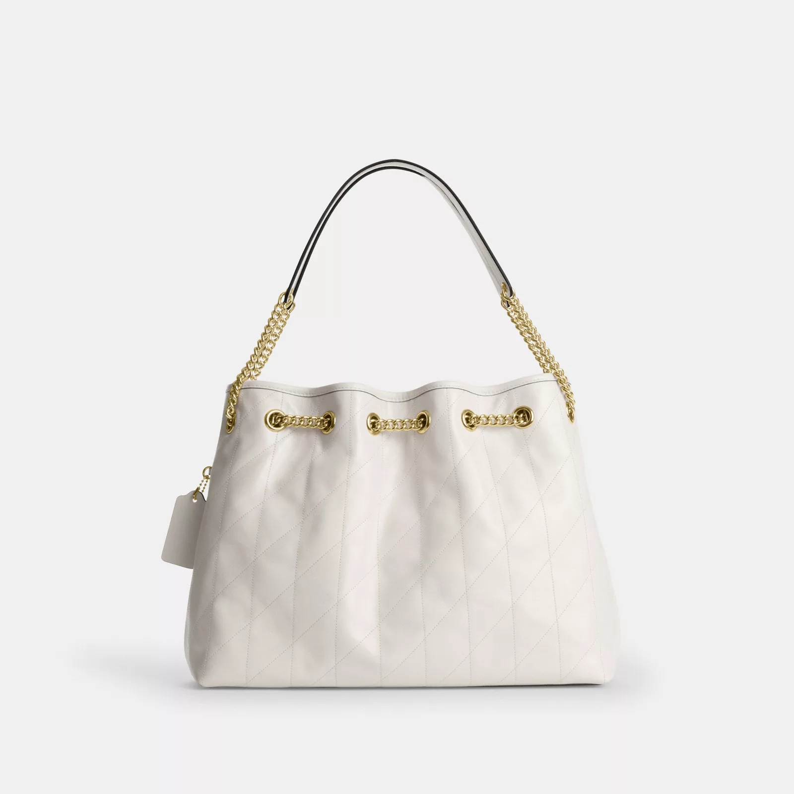 Evelyn Shoulder Bag With Quilting And Charm - Gold/Chalk - view 6