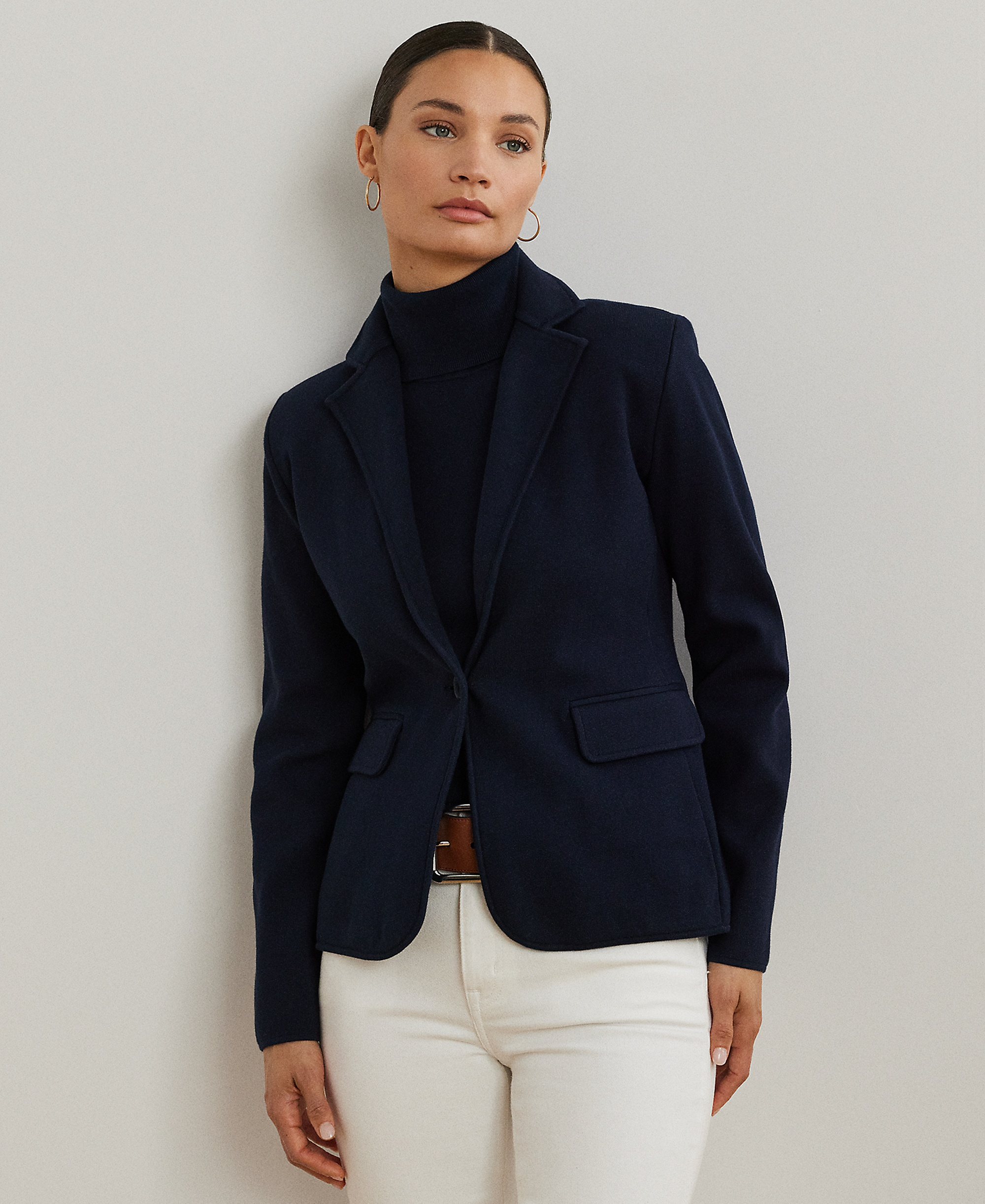 Lauren Ralph Lauren Women's Cotton-Blend Sweater Blazer - Lauren Navy
