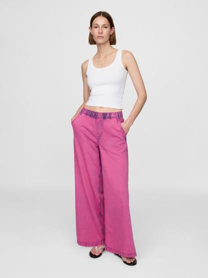 Mid Rise UltraSoft Easy Baggy Jeans - Pink rinse