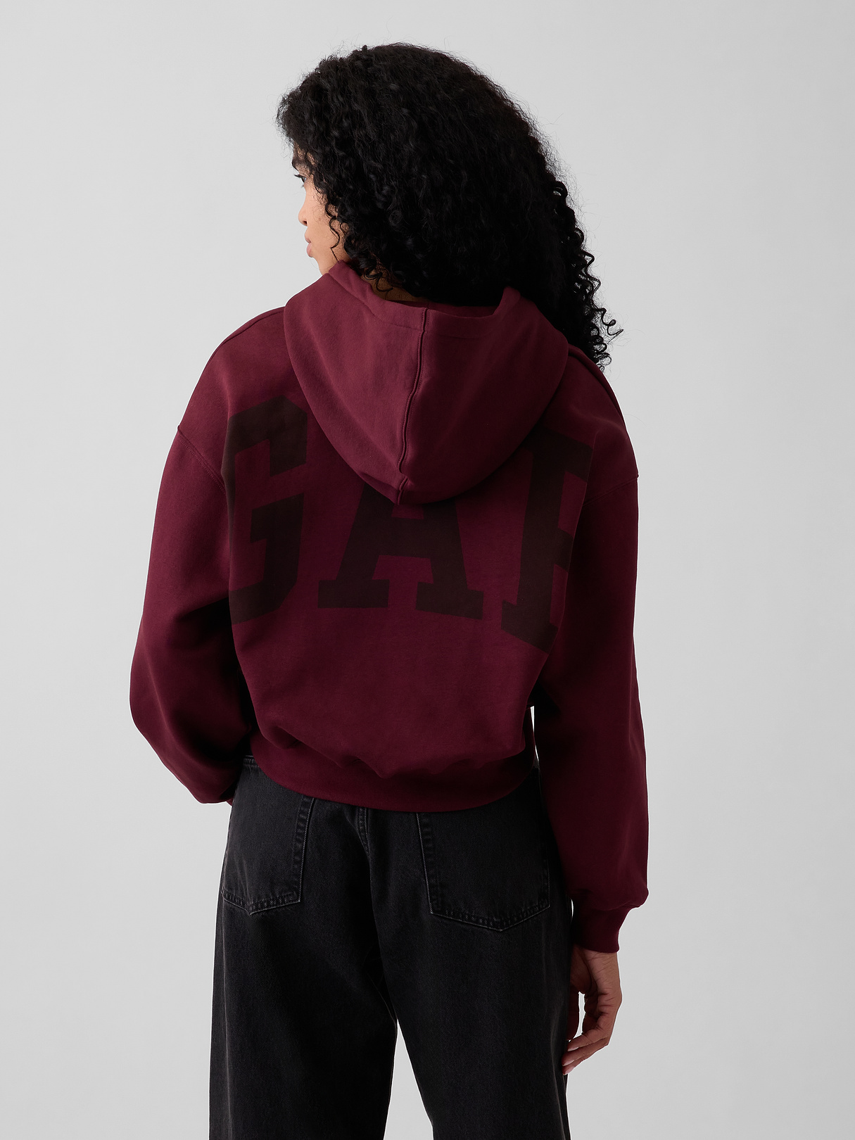VintageSoft Crop Logo Hoodie - Purple burgundy