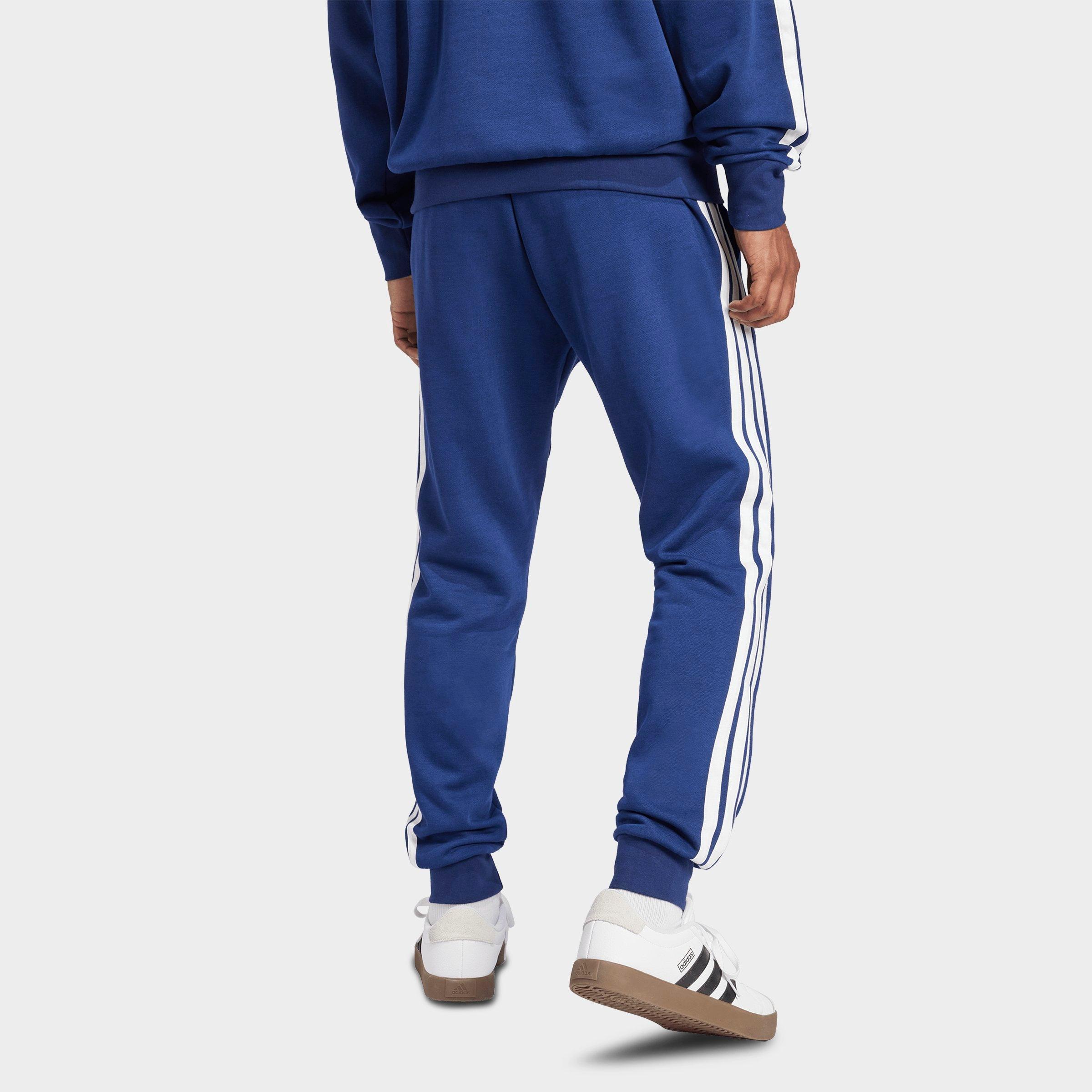 Men's adidas Essentials 3-Stripes Fleece Jogger Pants - Dark Blue/White