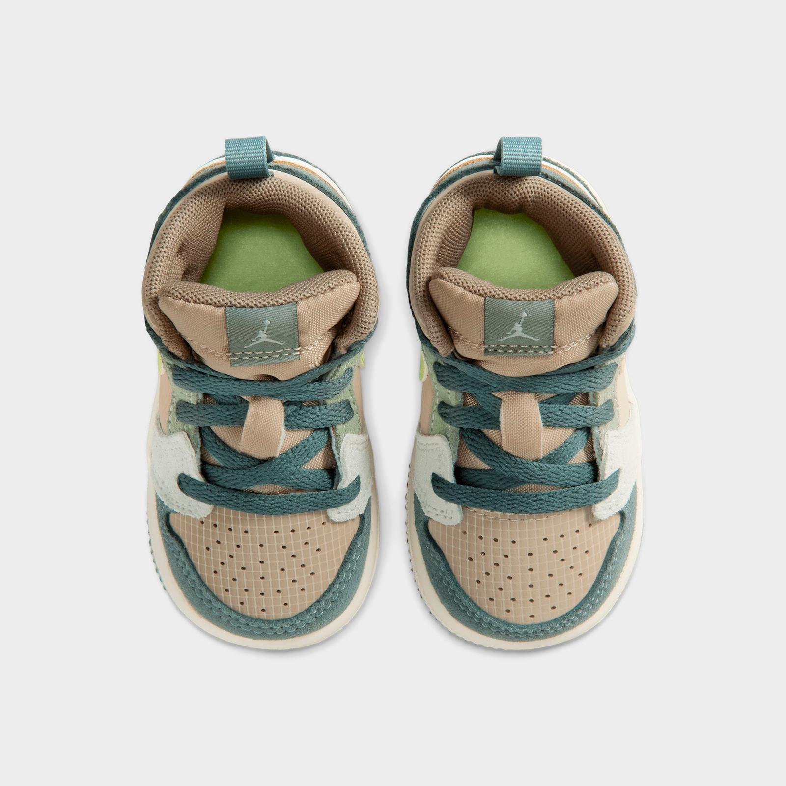 Kids' Toddler Air Jordan Retro 1 Mid SE Casual Shoes - Khaki/Hasta/Olive Grey/Light Lemon Twist - view 5