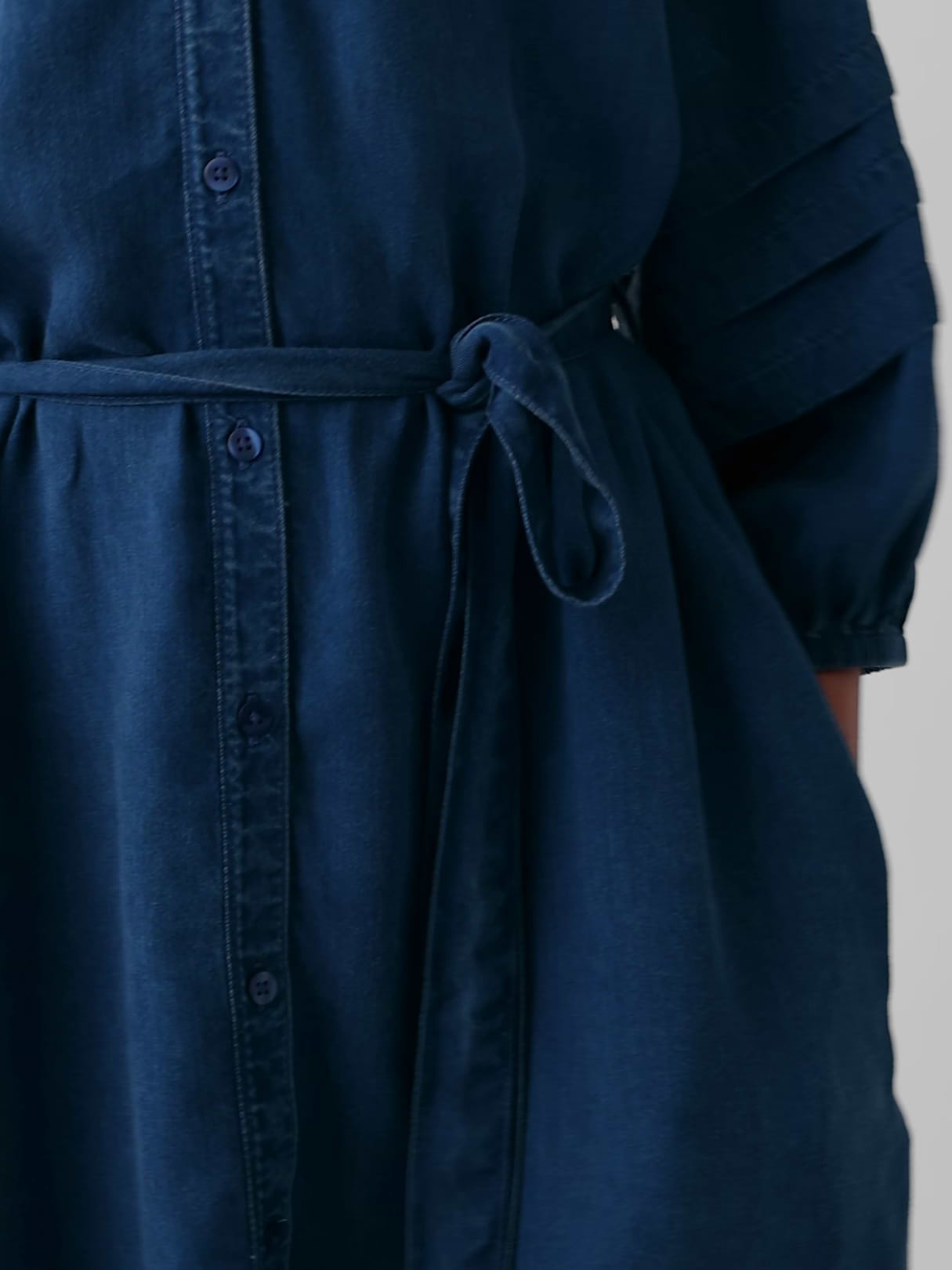 Denim Tie-Waist Mini Shirtdress - Medium wash